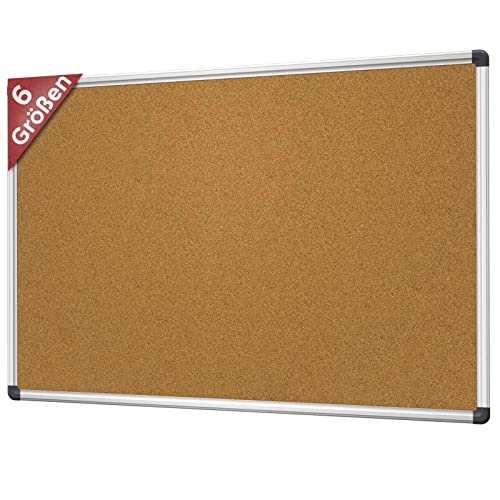 VISCOM Kork-Pinnwand - 75 x 110 cm - Korktafel mit Aluminium-Rahmen in 6 Größen - Pinnwand für Notizen - hochwertiges natürliches Kork