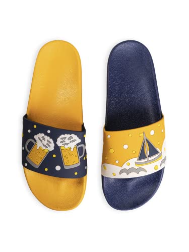 Dedoles Badeschuhe viele lustige Designs Bücher Kaffee Katze Party Pizza Dackel Fuchs Panda Delfin Geschenk, Farbe: Eiskaltes Bier auf dem Boot, Gr.: 44 EU