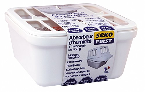 Luftentfeuchter D? Feuchtigkeit Medium Spanplattenschraube SEKO First – 20 m² – Luftentfeuchter + Nachfüllpack 450 g