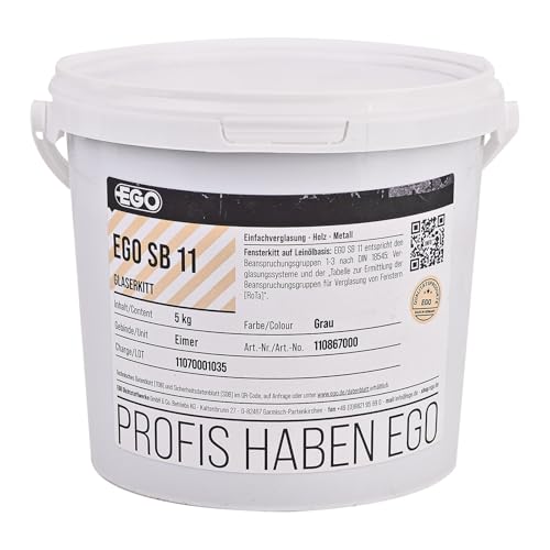 Glaserkitt SB11-5kg | Fensterkitt für einzelne Verglasung von Fenstern Kunststoffeimer, geeignet für Holz und Metallrahmen | Made in Germany
