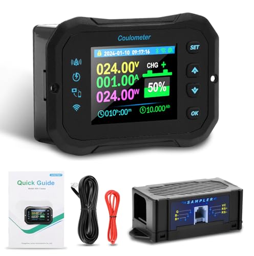 100A Digitaler Batteriekapazitätsmonitor 12V 24V 36V 48V 72V Batteriemessgerät Multifunktionaler,WIFI Batteriewächter 10-100V LCD Display für Blei-Säure-Lithium Batterie mit Alarm.