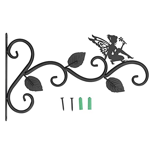 Blumenampel Haken, 30cm Pflanzenhalterung Blumenampelhalter mit Schrauben, Metall Wandbehang Korbhalterungen Blumentöpfe Aufhänger für Wohnzimmer Balkon(Schwarz)