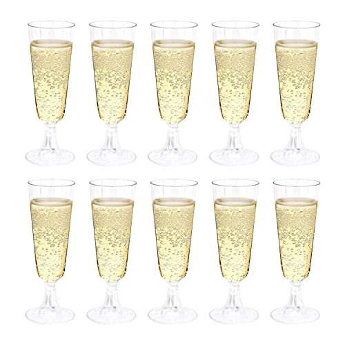 QEEQPF 10er-Pack Sektgläser, Stielgläser, Dessertgläser; geeignet für Catering-Events, Partys, Bars, Hochzeiten, Geburtstage, Junggesellenabschiede, Halloween, Weihnachten 150 ml (klar)