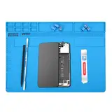 MMOBIEL Reparatur- und Lötmatte Silikon - 35 x 25 cm – Silikonmatte Hitzebeständig bis 500°C - Werkbankmatte für Lötarbeiten, Handy-, Computer- und Elektronikreparaturen - Silikon-Lötmatte – Blau