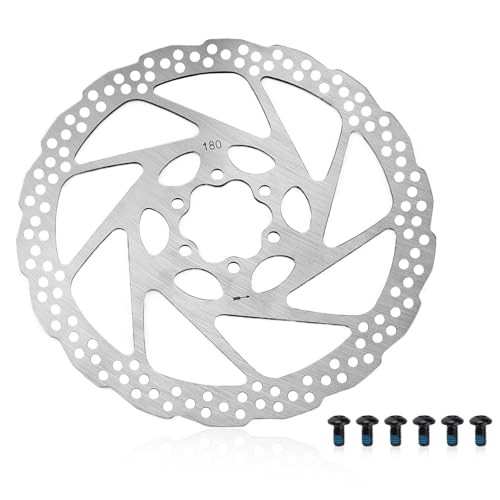 0XBIT 180 mm Bremsscheiben Fahrrad, 1cr13 Edelstahl Bremsscheibe, 6 Löcher Fahrrad Bremsscheibe, Relativer Lochabstand 44 Mm, Geeignet für Mountainbikes und Rennräder