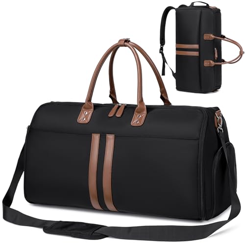 Suweir Kleidersack Reisetasche Anzugtasche Garment Duffle Bag mit Schuhfach Nassfach 3 in 1 Hängenden Faltbaren Koffer Anzug Reisetaschen Travel Bag für Männer, Frauen, Reisen, Business Schwarz