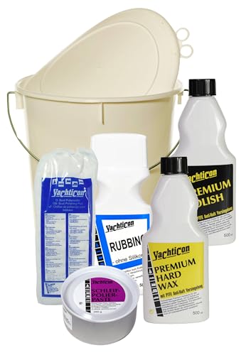 YACHTICON Boots-Politur Set Schleif und Polierpaste Rubbing Premium Politur mit PTFE- Premium Hart Wax mit PTFE-Antihaft Versiegelung