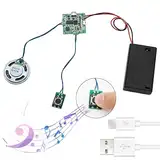 APKLVSR MP3 Sound Chip Modul, 8M MP3-aufnehmbares PCB-Soundmodul USB-herunterladbares Soundmodul für Bastelarbeiten,MP3 Sound Chip Modul programmierbarer,mit AA-Batteriebox + USB-Kabel für DIY