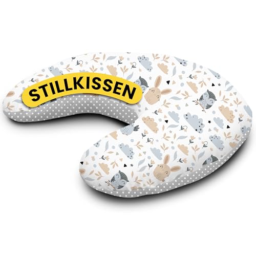 Amilian Stillkissen Klein - Stillmond - Nursing Pillow - Stillhörnchen - Kleines Stillkissen für Baby - Stillkissen Mond - Stillkissen unterwegs - Stillkissen Halbmond Polka Dot Paradies