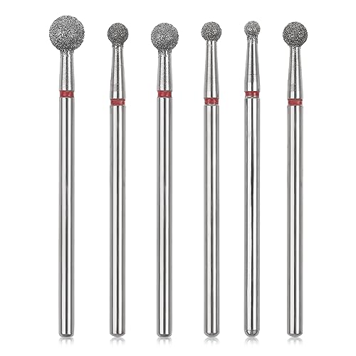 Sibba 6 Stück Nagelhautbohrer-Set Flame Edelstahl-Bit mit Etui Maniküre Pediküre Diamantbohrer Polierfeile Schleifköpfe Werkzeuge Metall professionelle Hartmetall-Entferner-Bits Acryl-Gel-Nägel Rund