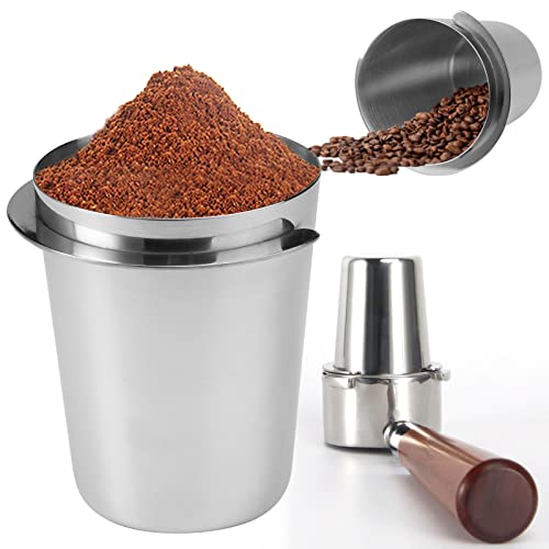 Jinsion Kaffee Siebträger Dosierbecher,51mm Edelstahl Kaffeeverteiler Kaffee Dosierbecher Kaffeepulver Empfangstasse Dosing Cup Siebträger Sage Dosierbecher Pulver-Feederteil für Espressomaschine