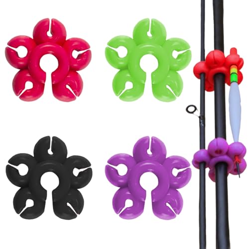 PRAOFRT 4 Stück Fishing Pole Clip Silicone, Rutenhalter Angelrute Fixed Ball, schützt Ihre Angelrute vor Beschädigungen,rutenauflage rod pod