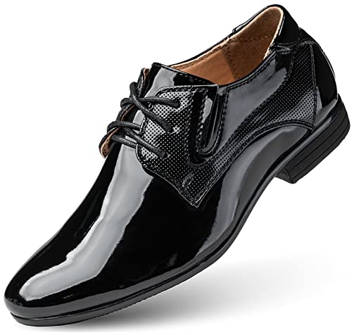 Wojtyłko WK Kommunionsschuhe für Jungen Elegante Schuhe Formale Schuhe Festliche Schuhe Ledersohle bequem (Schwarz, EU Schuhgrößensystem, Jugendliche, Numerisch, M, 35)