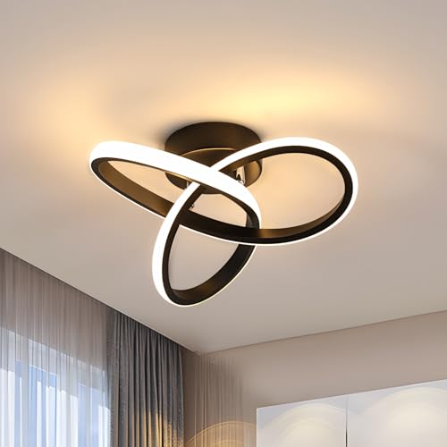 Goeco Moderne LED Deckenleuchte, 22W Deckenleuchte, Deckenleuchten für Wohnzimmer Schlafzimmer Küche, 3000K, Schwarz, (30868305)