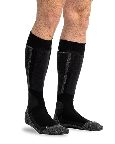 Snocks Skisocken Schwarz Unisex 1er Pack (1x Schwarz, 43-46 Skisocken Damen & Herren I Ski Socken Schwarz gepolstert warm für Skitouren, Skifahren, Langkauf, Snowboarden, Rodeln, Wintersport