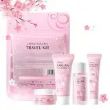 Japan Sakura Hautpflege Set für Teenager-Mädchen, Feuchtigkeit Skincare Set, Anti-aging Gesichtspflege Set, Beauty Geschenkset - Reiseset mit Reinigung Toner Gesichtscreme Sonnencreme SPF50+