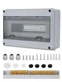 Sicherungskasten Aufputz Verteiler, Verteilerkasten Aufputz ip65 1-reihig für 15 Module, mit Zubehör, Kleinverteiler für Gärten, Famiglia, Feuchtraum