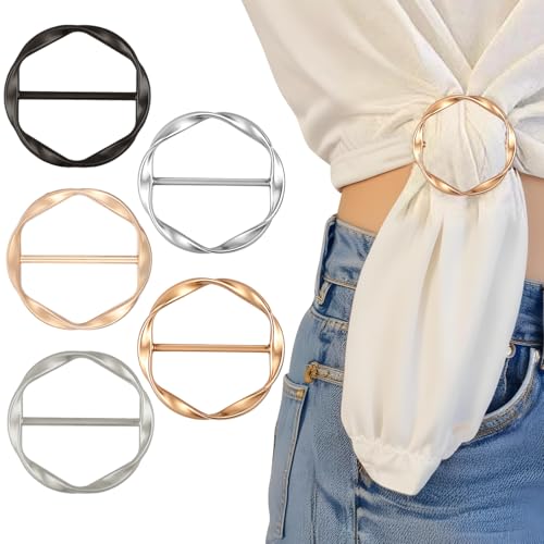 5 Stück Schnalle Glitzer Brosche Damen Set T Shirt Clip Klammern Für Blusen Schal Schnalle T Shirt Krawattenklammern Kleidungsschnalle Damen Seidenschal Clip Krawattenklammern Ring Für T Shirt