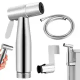 HOTUT Bidet Edelstahl Handbrause,Bidet Set mit Toiletten Bidet Sprühkop, Schlauch und Hakentoilette Duschkopf, Bidet Handbrause für Toilette, Badezimmer, Garten, Balkon, Haustierreinigung