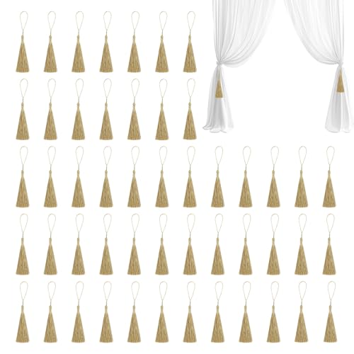 50 Stück Quasten, Quasten Anhänger,Quaste,Gold Mini Quasten, Seide Quaste,Für Lesezeichen Anhänger Schmuckherstellung DIY Bastelzubehör Schlüsselanhänger Zubehör Kleiderdekoration