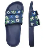 Torotto Unisex-Kinder Badeschlappen Sommer Flache Hausschuhe Badesandalen rutschfest Schlappen Badeschuhe(Blauer Fußball, 32/33EU)