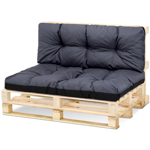 Amazinggirl Palettenkissen Outdoor Kissen Sitzkissen 80 x 120 cm - Auflagen für Paletten Europaletten Palettensofa und Palettenmöbel Palettenpolster Graphit