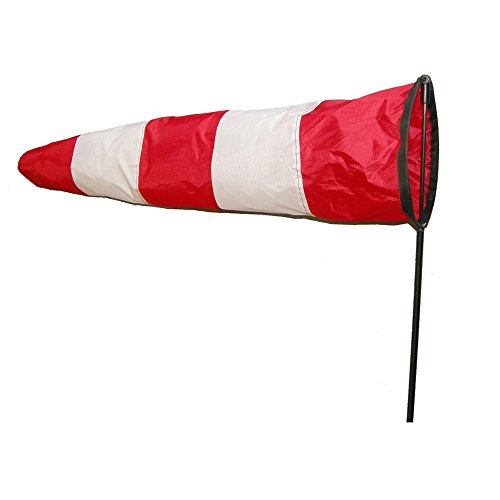 Wolkenstürmer Westwind Windsack, rot/weiß 75 cm, maritimes Dekorationsobjekt und Windspiel für Garten und Balkon, inkl. Glasfaserstab