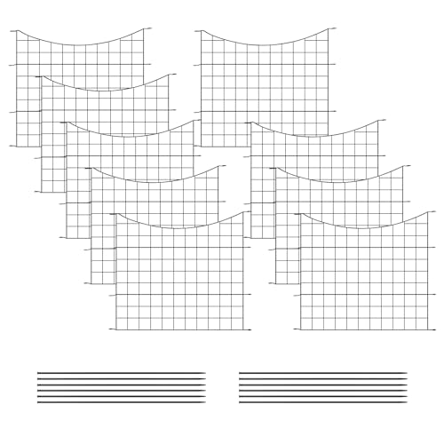 WOLTU Teichzaun Gartenzaun Komplettset, 10 Zaunelemente 11 Befestigungsstäbe, Steckzaun Metall, Gitterzaun Unterbogen, Zaun für Hunde, Schwarz
