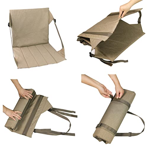 Asarly Bleacher Sitze mit Rückenlehne und Kissen, tragbares Stadion-Sitzkissen, größere Größe, zusammenklappbar, Outdoor-Sitzmatte Camping, Picknick, Trekking, Khaki