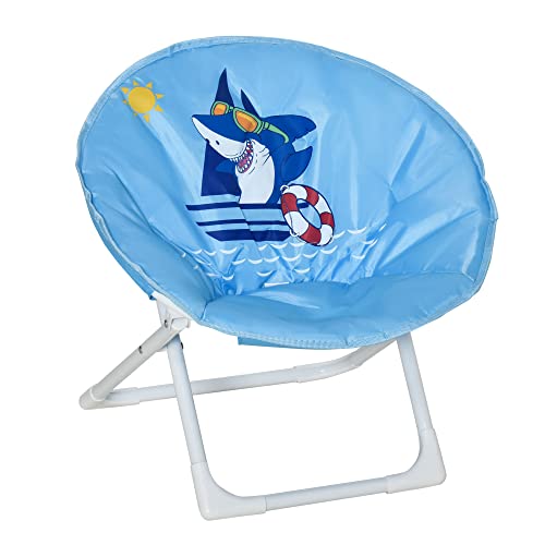 HOMCOM Moonchair Campingstühle Kinder Mondstuhl faltbar Kinder-Klappsessel klappbar In-& Outdoor leicht zu tragen für Kleinkind Mädchen Junge Stahl Blau Ø50 x 49H cm