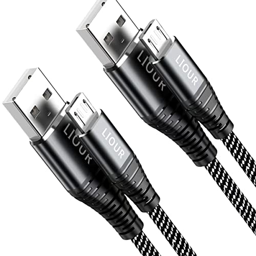 Micro USB Kabel Android, USB auf Micro2.0 Kabel (2er-Pack, 1,5 m), Nylongeflochtenes Schnellladekabel, kompatibel mit Samsung, Kindle, Android-Telefonen, Galaxy S7 Edge, Moto G5, PS4 (Schwarz)