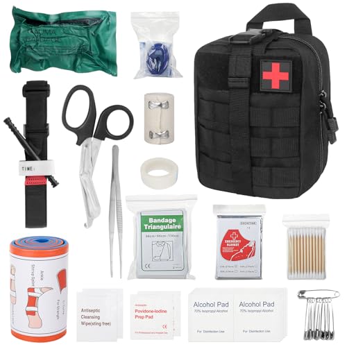 Mineup Erste Hilfe Set Outdoor,46 Stück Erste Hilfe Trauma Set, First Aid Kit Military, Outdoor Notfall Trauma Ausrüstung, Medizinische Tasche für Outdoor Zuhause, Auto, Outdoor-Camping