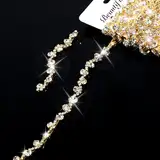 2 Meter Kristall-Applikationsstreifen, Kleidung, Glitzer, Nähen, Verzierungen, Strass-Kette, Zierband zum Basteln, Gold-Kristallkette für DIY, Hochzeit, Kuchen, Schmuck, Halskette, Taschen, Partys,