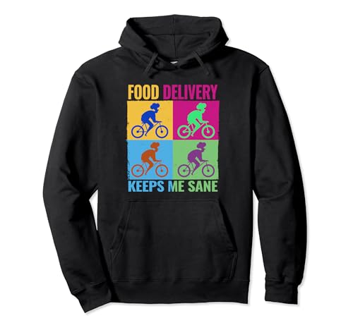 Die Lieferung von Lebensmitteln hält mich gesund, buntes Essen beim Autofahren Pullover Hoodie