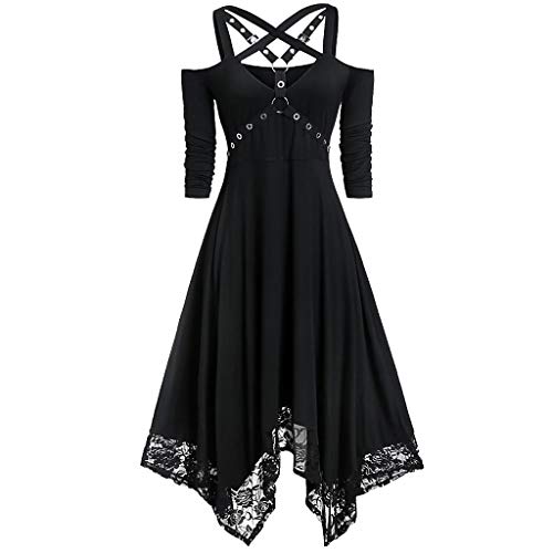 Gothic Kleidung Damen Kleid-Punk Kleidung Damen Kleider-Halloween Kostüm Vintage Spitze Mittelalter Punk Clothes 80er Jahre Teufel Vampir Viktorianischen Königin Abendkleid Karneval Partykleid
