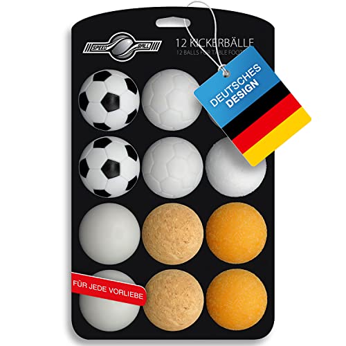 GOODS+GADGETS 12x Stück Speedball Profi Kickerbälle für Tischfussball Tischkicker Kicker-Ball Set Auswahl Verschiedene Sorten (Kork, PE, PU, ABS) 35mm (12er Set)