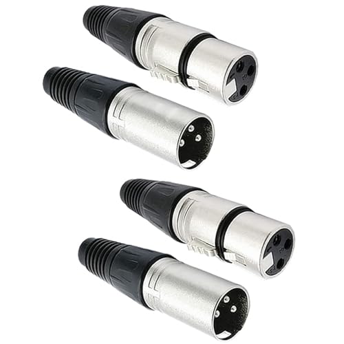 Greluma 4 Stk 3-polige XLR-Anschlüsse, 2 Paar XLR-Stecker/-Buchsen, Mikrofonkabelstecker, Mikrofon-Audiobuchse