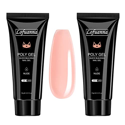 Lofuanna Nude Poly Nagel Gel 15ml ×2, Builder Gel Nagelverlängerung Gel für Techniker Starter DIY Salon Kunst Nägel (Poly gel Nude)