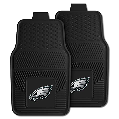 FANMATS 8771 Philadelphia Eagles 2-teiliges Schwerlast-Vinyl-Automatten-Set, Frontreihe Fußmatten, Allwetterschutz, universelle Passform, Deep Resevoir Design