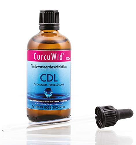 CurcuWid CDL/CDS Chlordioxid Lösung 0,3% 100ml mit extra Glas-Pipette - in pharmazeutischer Braunglasflasche - Made in Germany