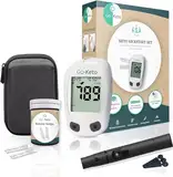 Go-Keto Ketone Messgerät (mmol/l) im Kickstart Set - Ketone Meter, 10 Ketone Teststreifen & Zubehör, Keto Meter zur Ketonemessung bei einer Keto Diät, Ketone Check zu Hause & unterwegs