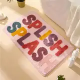 Freyamy TPR rutschfest Badteppich für Kinder,Weicher Plüsch Mikrofaser Badezimmermatte Super-saugstark Kurzer Plüschteppich,Splish Splash Badematte,Waschbar für Küche Fußmatte(50x80CM)