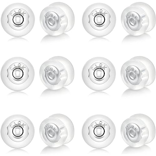 FAMIDIQGO 12 Stück Sichere Ohrring-Verschlüsse für Ohrstecker, Silikon-Ohrring-Ersatz für Ohrstecker/hängende Ohren, hypoallergene Ohrring-Verschlüsse (Weißes Gold)