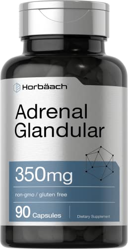 Horbaach - Glandular suprarrenal crudo, 350 mg | 90 cápsulas | Suplemento sin OMG, sin gluten