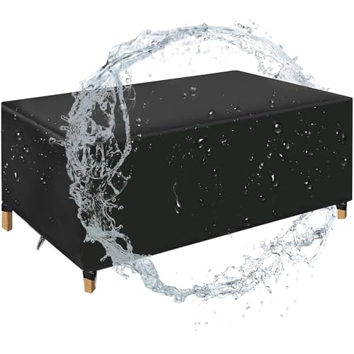 OUZUIU Abdeckung Für Gartenmöbel Outdoor, 100x100x70cm/LxWxH 420d Oxford-Stoff Schutzhülle Wasserdicht Regenfest, Winddicht, UV-Schutz Und Sonnenschutz Rechteckige Abdeckung, Schwarz