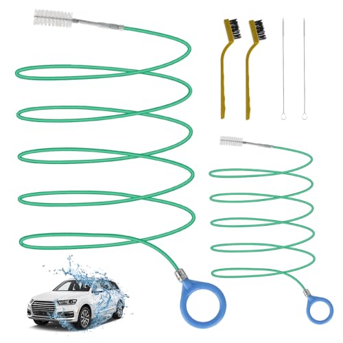 AYSYR 2 Stück Rohrreiniger Autozubehör mit 2 Wenige Reinigungsbürste 20 cm und 2 Cleaning Brush,Abflussreiniger 300 cm,Auto Reinigungsset für Auto-Schiebedachwischer Abflussloch