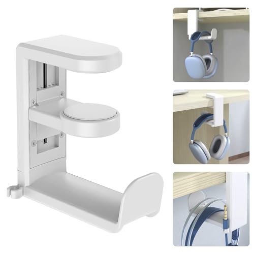 Noekye Headset Kopfhörer Headphone Halterung Ständer Halter Stand Kopfhörerständer Kopfhörerhalter Headsethalter Unter Tisch Schreibtisch Büro Organizer Zubehör Weiß