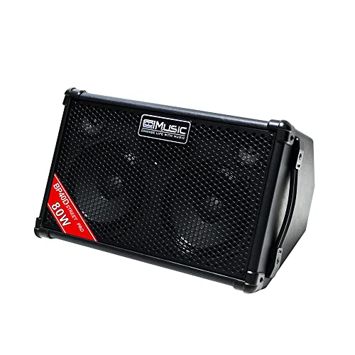 Coolmusic BP40D Verstärker für Akustikgitarre, tragbar, Bluetooth-Lautsprecher, 80 W mit Batterie mit Reverb Chorus Delay Effekt, 6 Eingänge, 3-Band-Equalizer