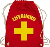 Turnbeutel Rucksack - Karneval & Fasching - Taschen - Lifeguard I Rettungsschwimmer I Wasserrettung I Baywatch - Unisize - Rot - geschenk für schwimmer karnevalsbeutel faschings schwimm beutel