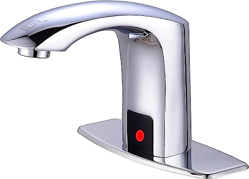 Fyeer Berührungsloser Wasserhahn aus Messing mit automatischem Sensor für Waschbecken im Badezimmer, kalt und warm, Sensorhahn, automatischer Wasserhahn, nur Gleichstrom